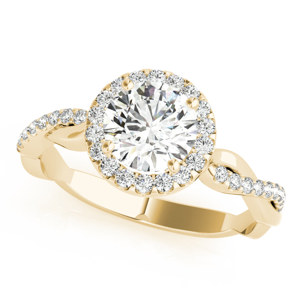 Round Halo With Twisted Shank Diamond Engagement Ring · 0.96 ct tw