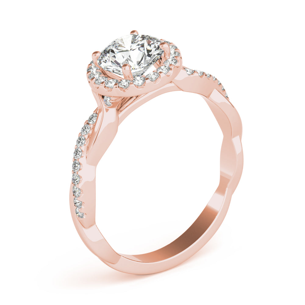 Round Halo With Twisted Shank Diamond Engagement Ring · 1.21 ct tw