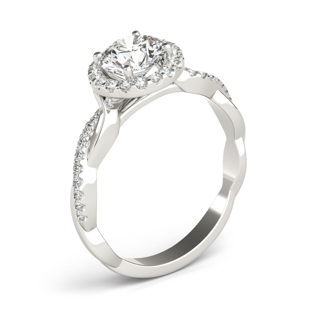 Round Halo With Twisted Shank Diamond Engagement Ring · 1.21 ct tw