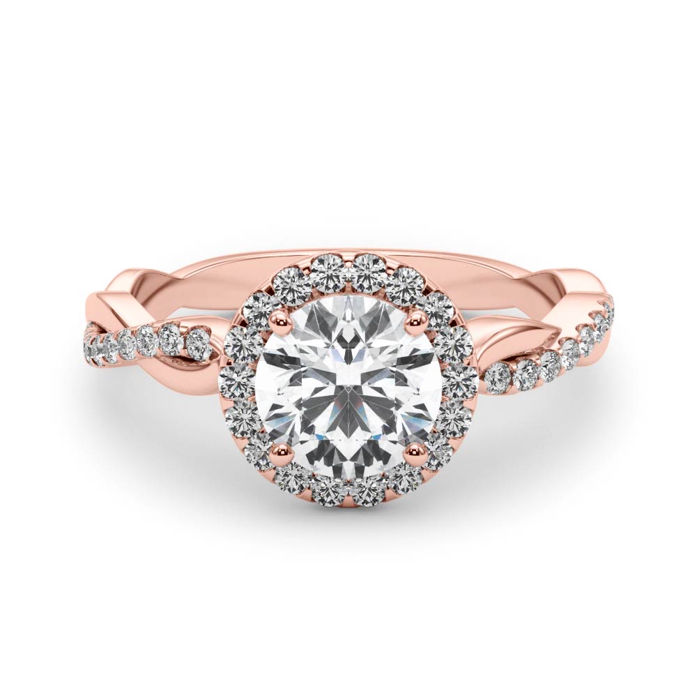 Round Halo With Twisted Shank Diamond Engagement Ring · 1.21 ct tw