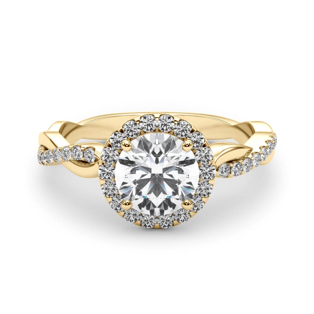 Round Halo With Twisted Shank Diamond Engagement Ring · 0.96 ct tw
