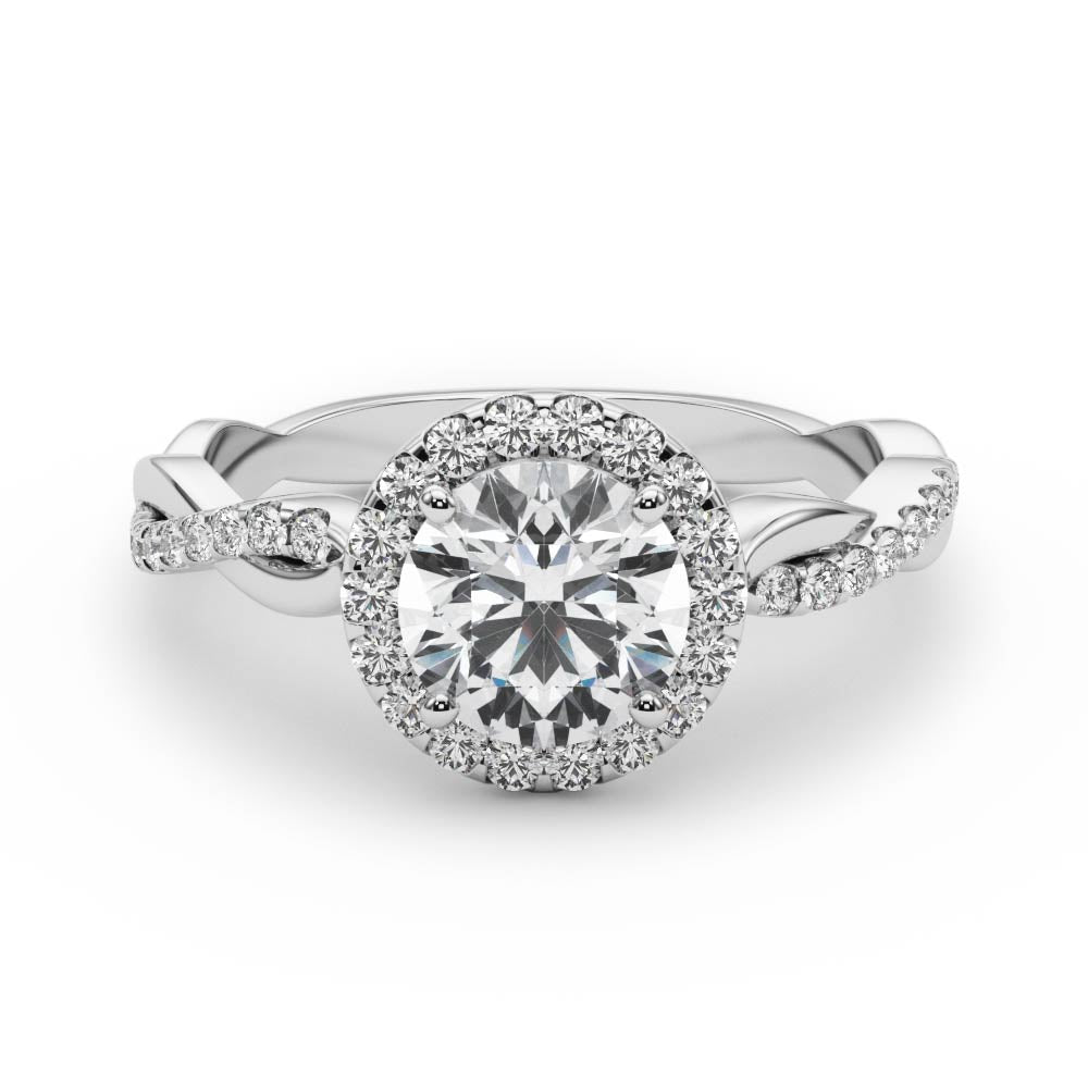 Round Halo With Twisted Shank Diamond Engagement Ring · 0.96 ct tw