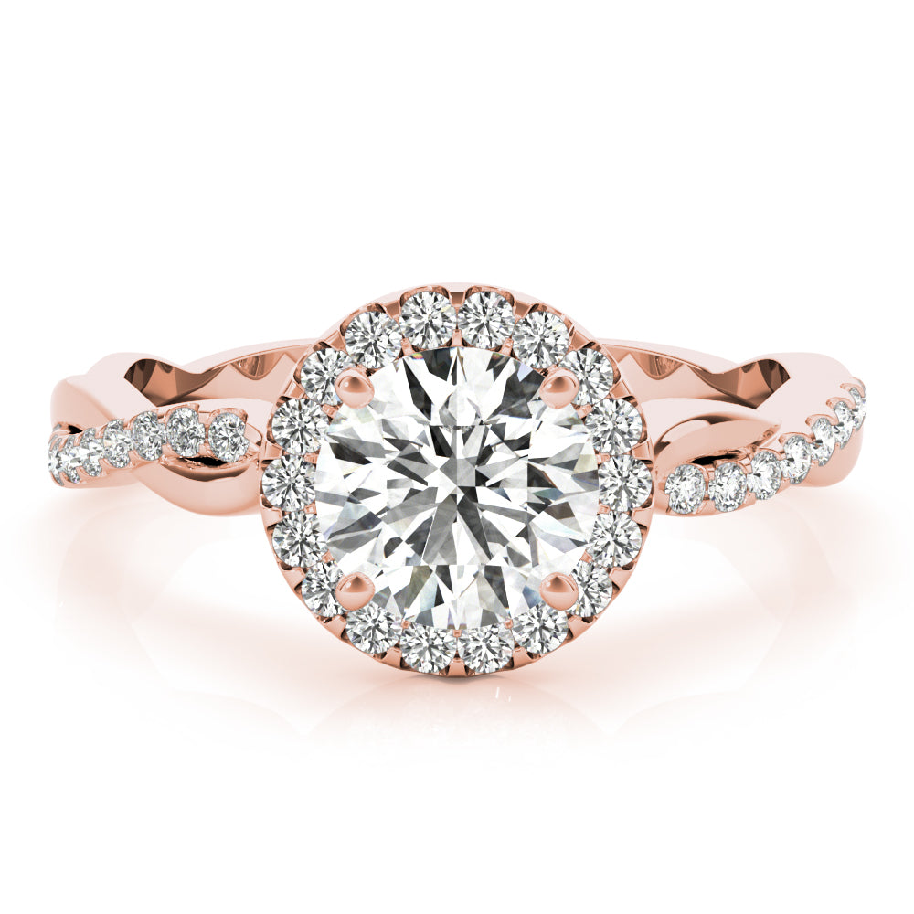 Round Halo With Twisted Shank Diamond Engagement Ring · 0.96 ct tw