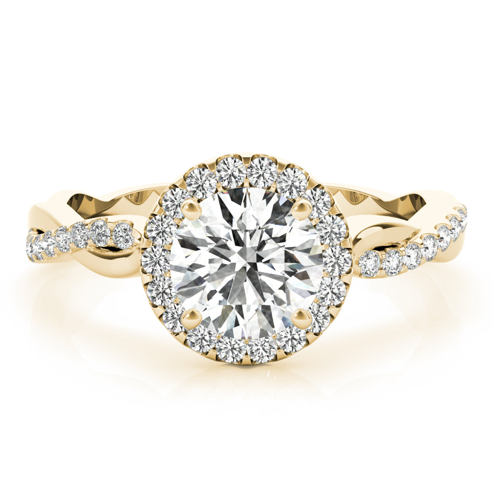Round Halo With Twisted Shank Diamond Engagement Ring · 0.96 ct tw