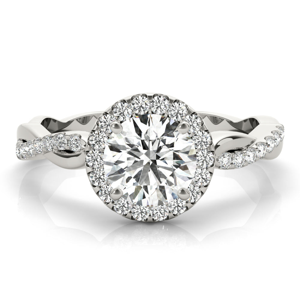 Round Halo With Twisted Shank Diamond Engagement Ring · 1.21 ct tw