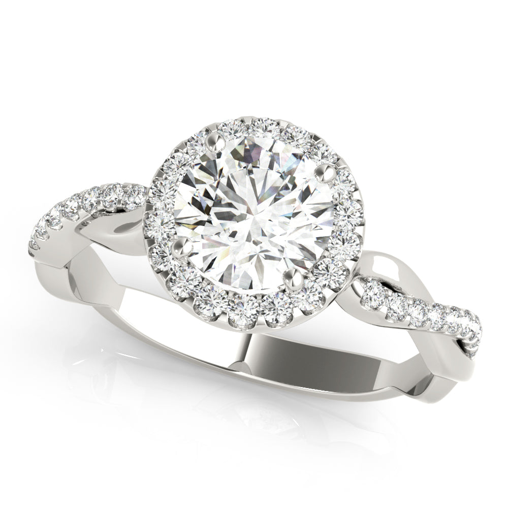 Round Halo With Twisted Shank Diamond Engagement Ring · 0.96 ct tw