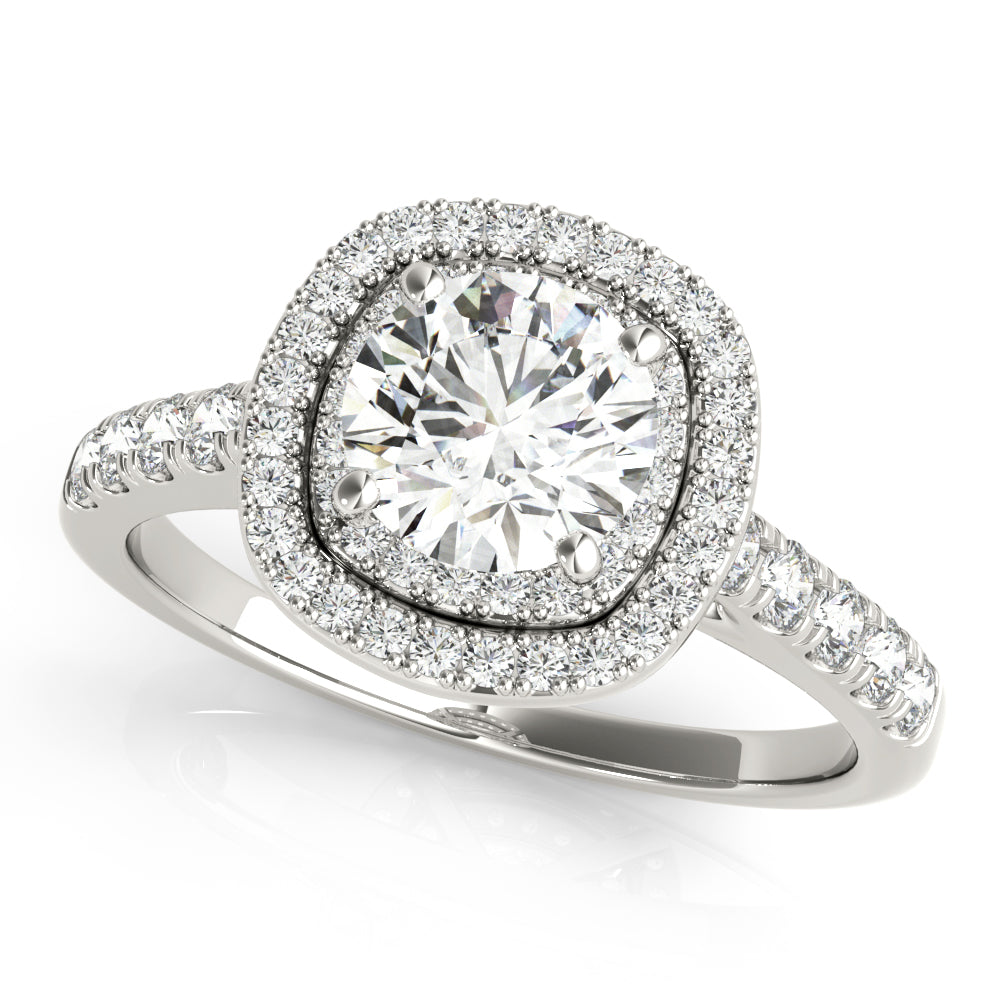 Round Double Halo Cushion Diamond Engagement Ring · 1.52 ct tw