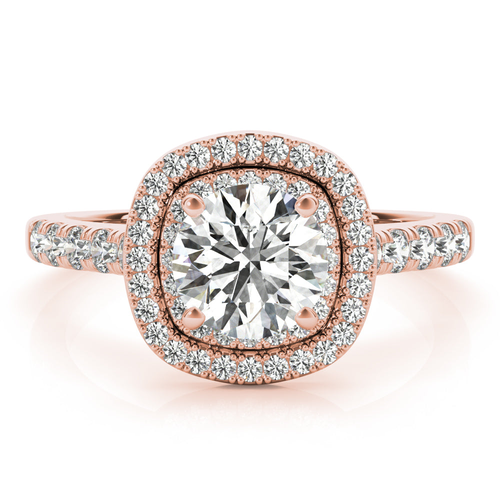 Round Double Halo Cushion Diamond Engagement Ring · 1.52 ct tw