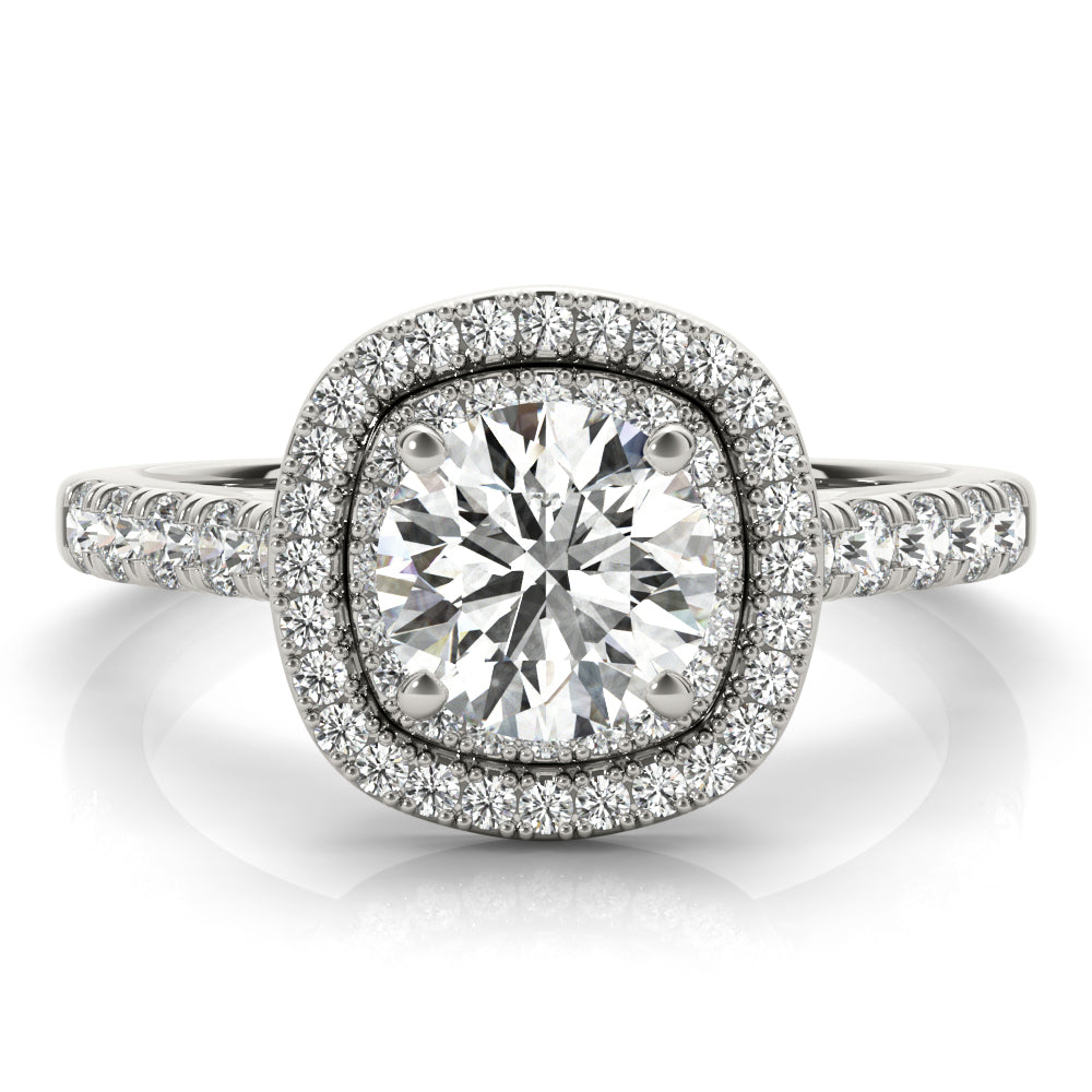Round Double Halo Cushion Diamond Engagement Ring · 1.52 ct tw