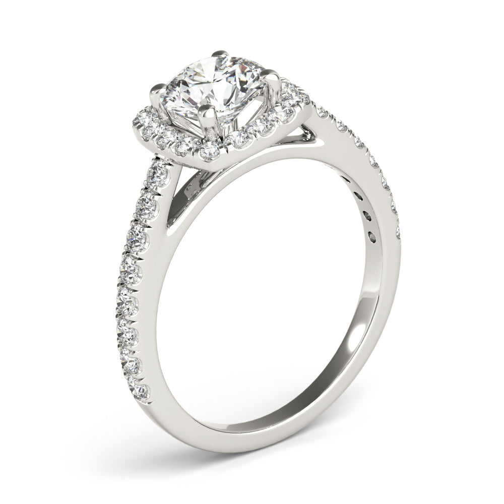 Round Cathedral Halo Diamond Engagement Ring · 1.56 ct tw