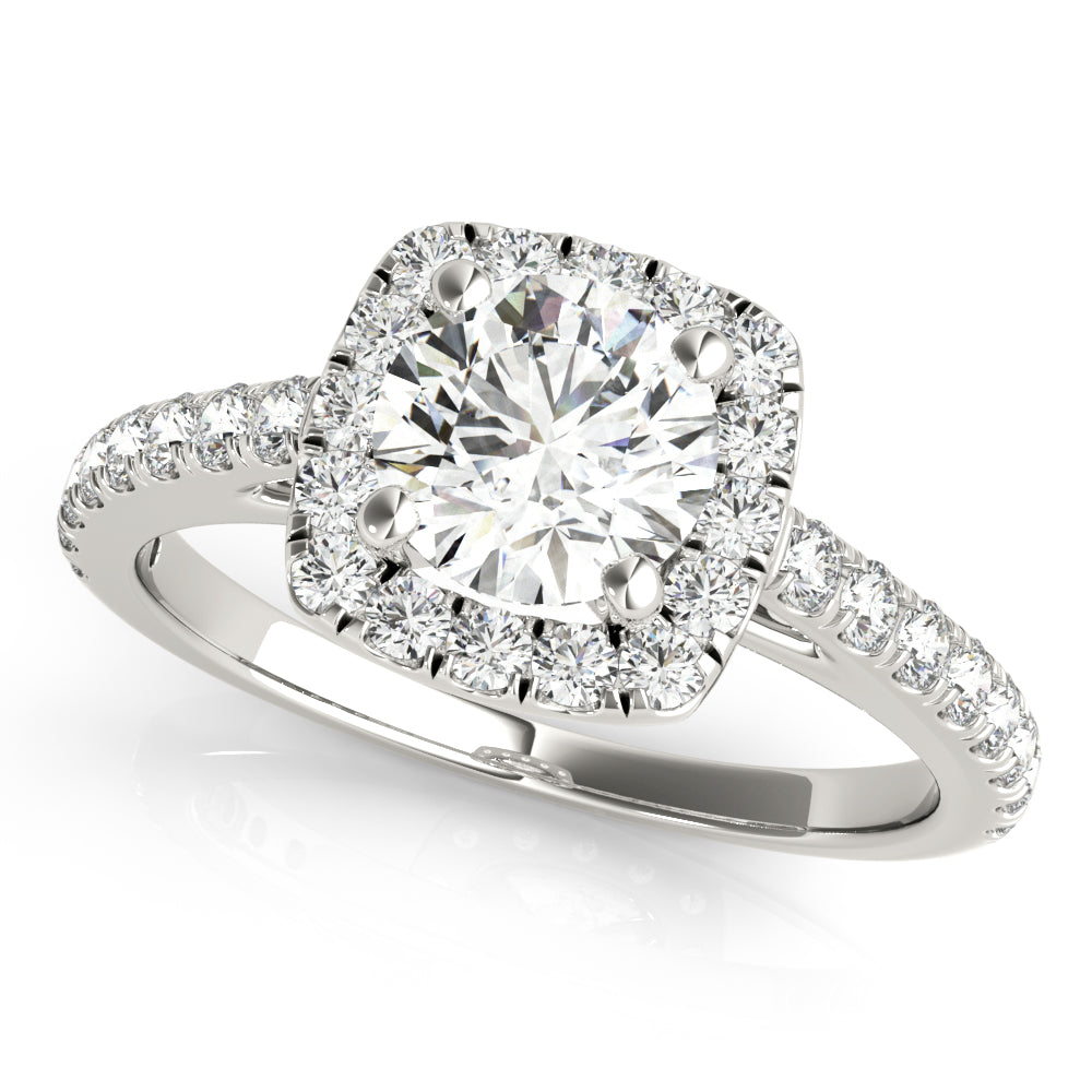 Round Cathedral Halo Diamond Engagement Ring · 1.56 ct tw