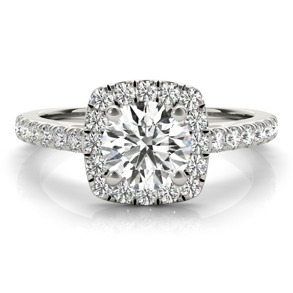 Round Cathedral Halo Diamond Engagement Ring · 1.56 ct tw