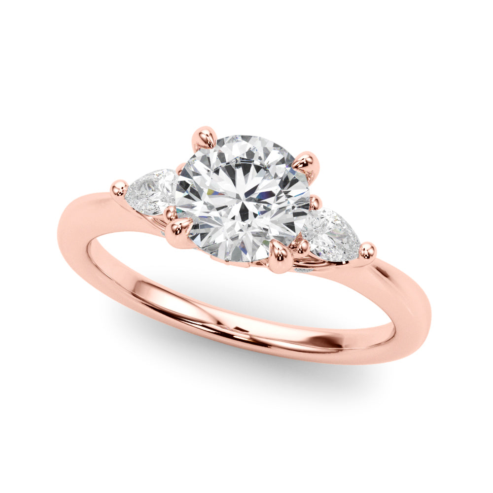 Round Three-Stone Center PS Sides Diamond Ring · 1.29 ct tw
