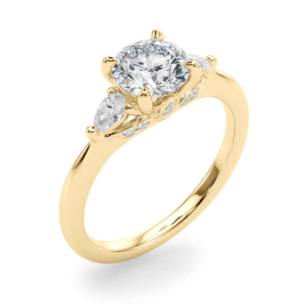 Round Three-Stone Center PS Sides Diamond Ring · 1.29 ct tw