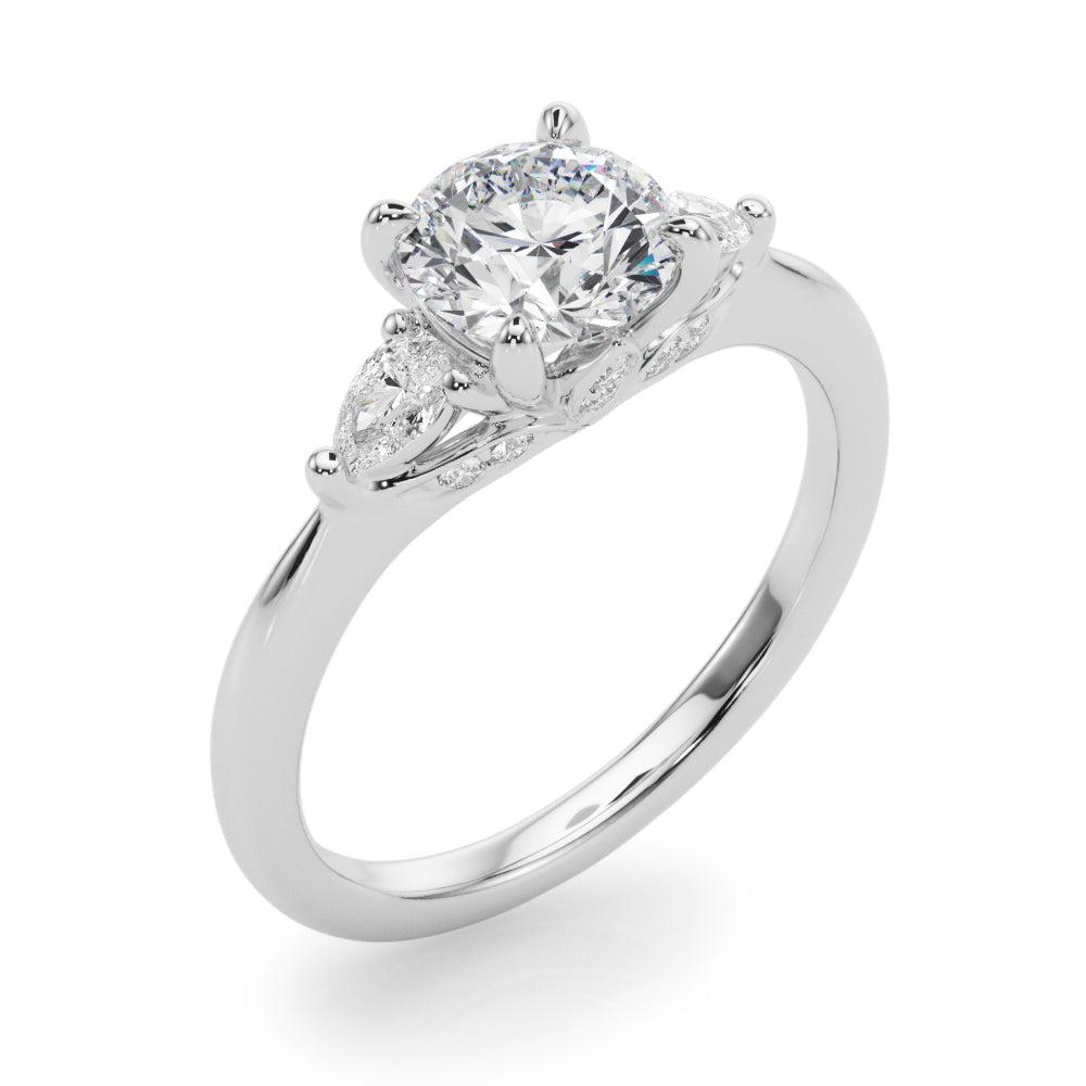Round Three-Stone Center PS Sides Diamond Ring · 1.29 ct tw