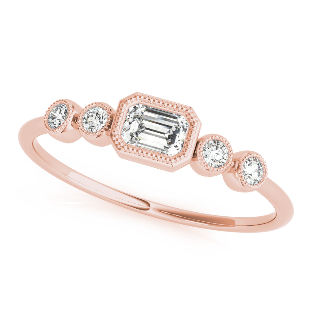 Emerald Five-Stone Cut Center Diamond Fashion Ring · 0.32 ct tw