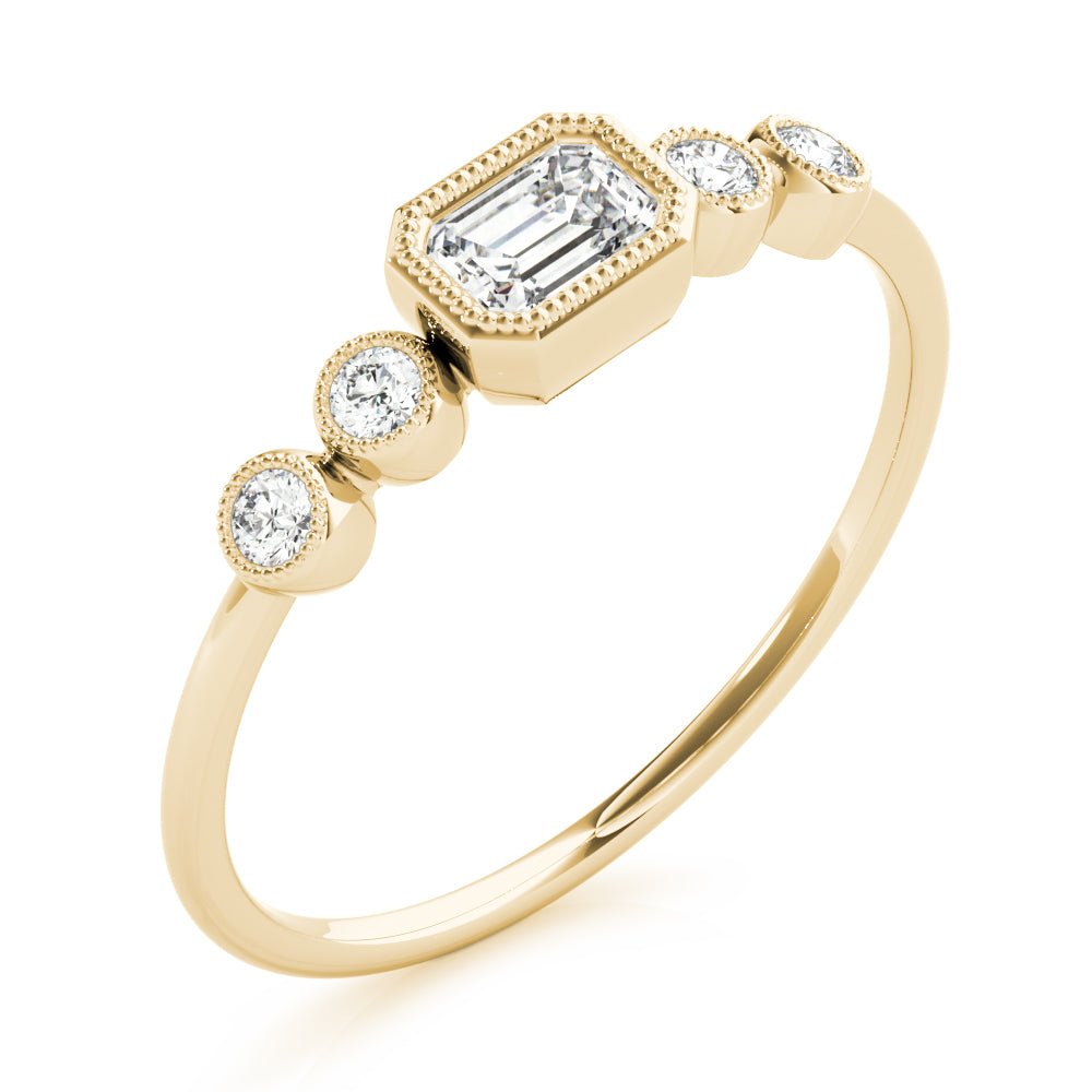 Emerald Five-Stone Cut Center Diamond Fashion Ring · 0.32 ct tw