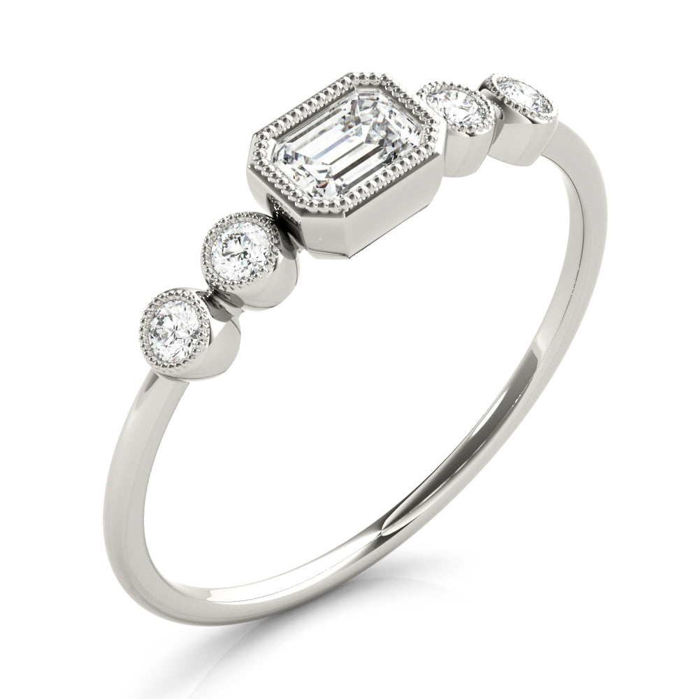 Emerald Five-Stone Cut Center Diamond Fashion Ring · 0.32 ct tw