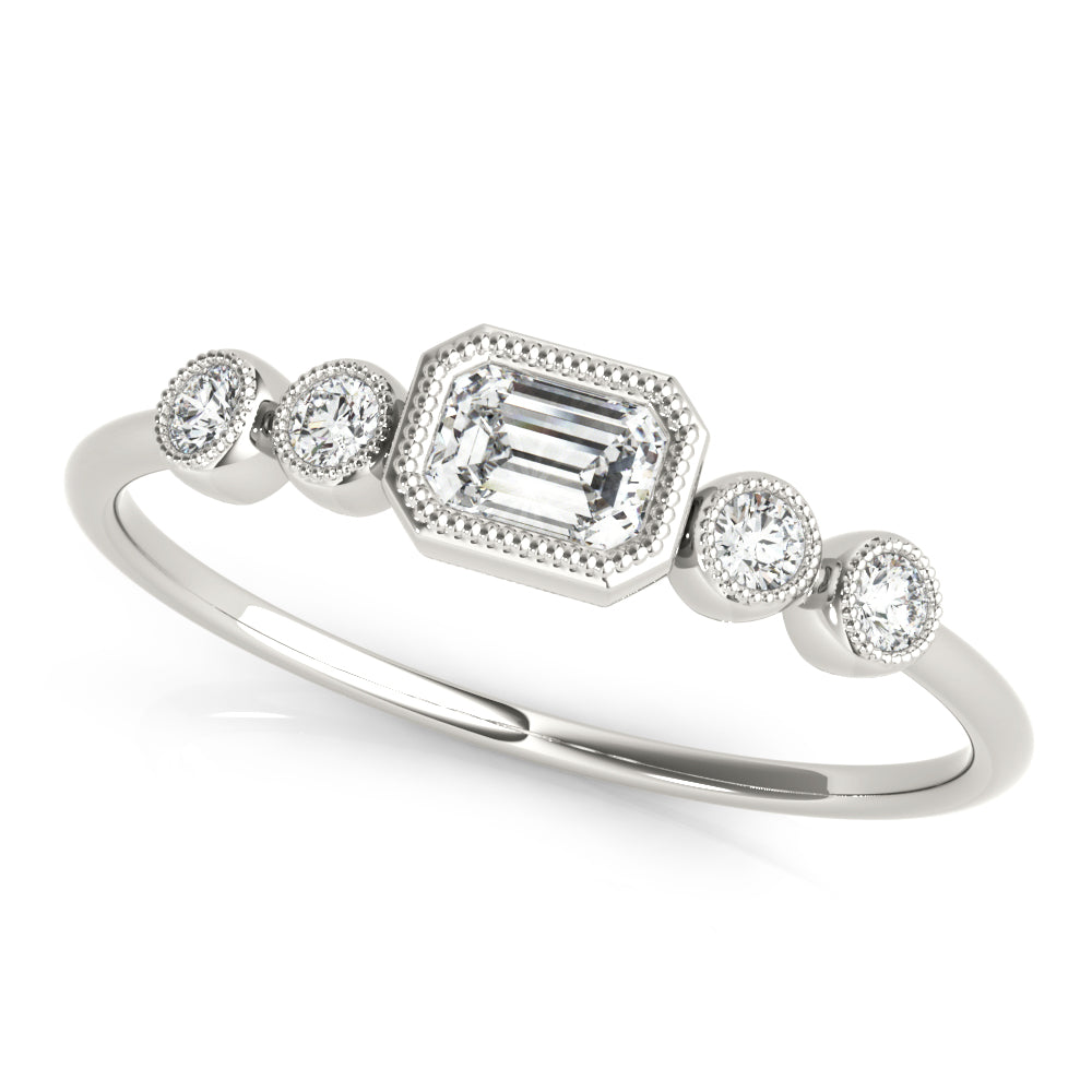Emerald Five-Stone Cut Center Diamond Fashion Ring · 0.32 ct tw