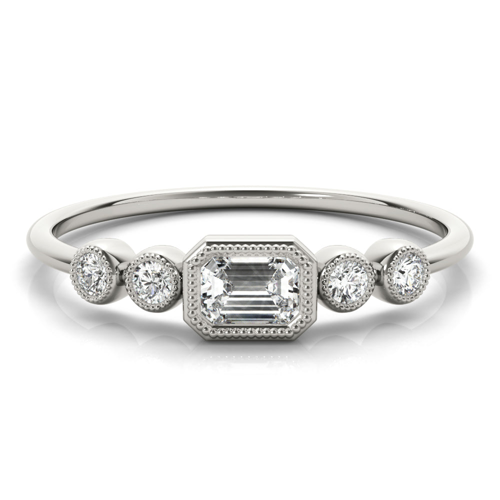 Emerald Five-Stone Cut Center Diamond Fashion Ring · 0.32 ct tw