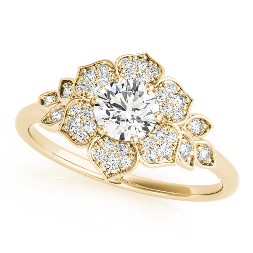 Round Flower Diamond Engagement Ring · 0.73 ct tw
