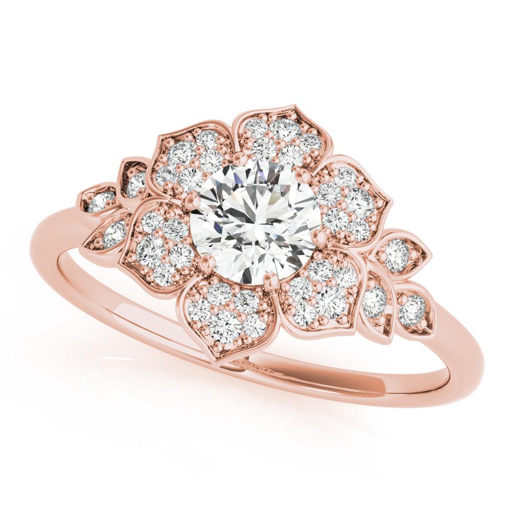 Round Flower Diamond Engagement Ring · 0.73 ct tw