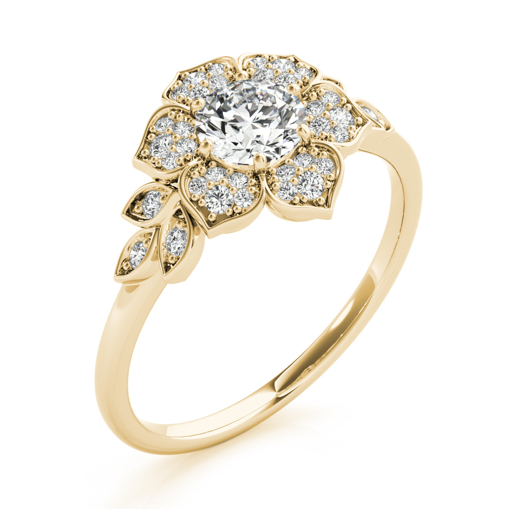 Round Flower Diamond Engagement Ring · 0.73 ct tw