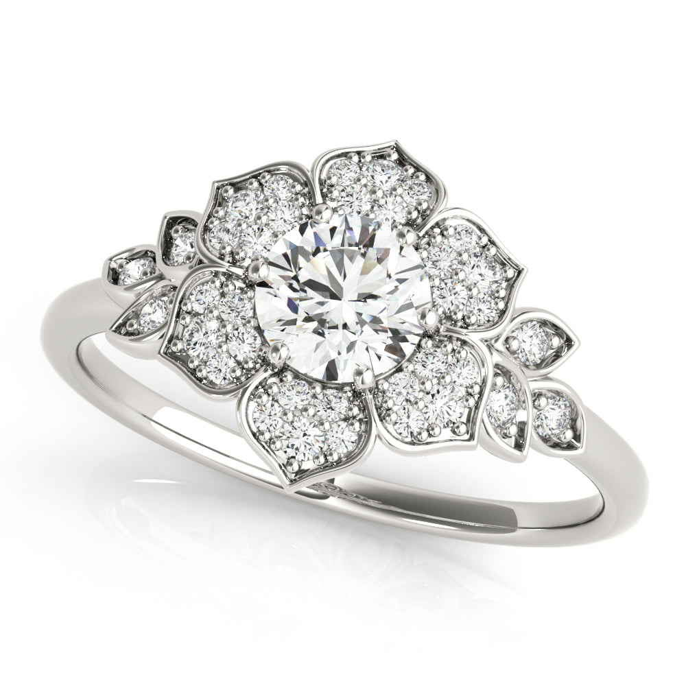 Round Flower Diamond Engagement Ring · 0.73 ct tw