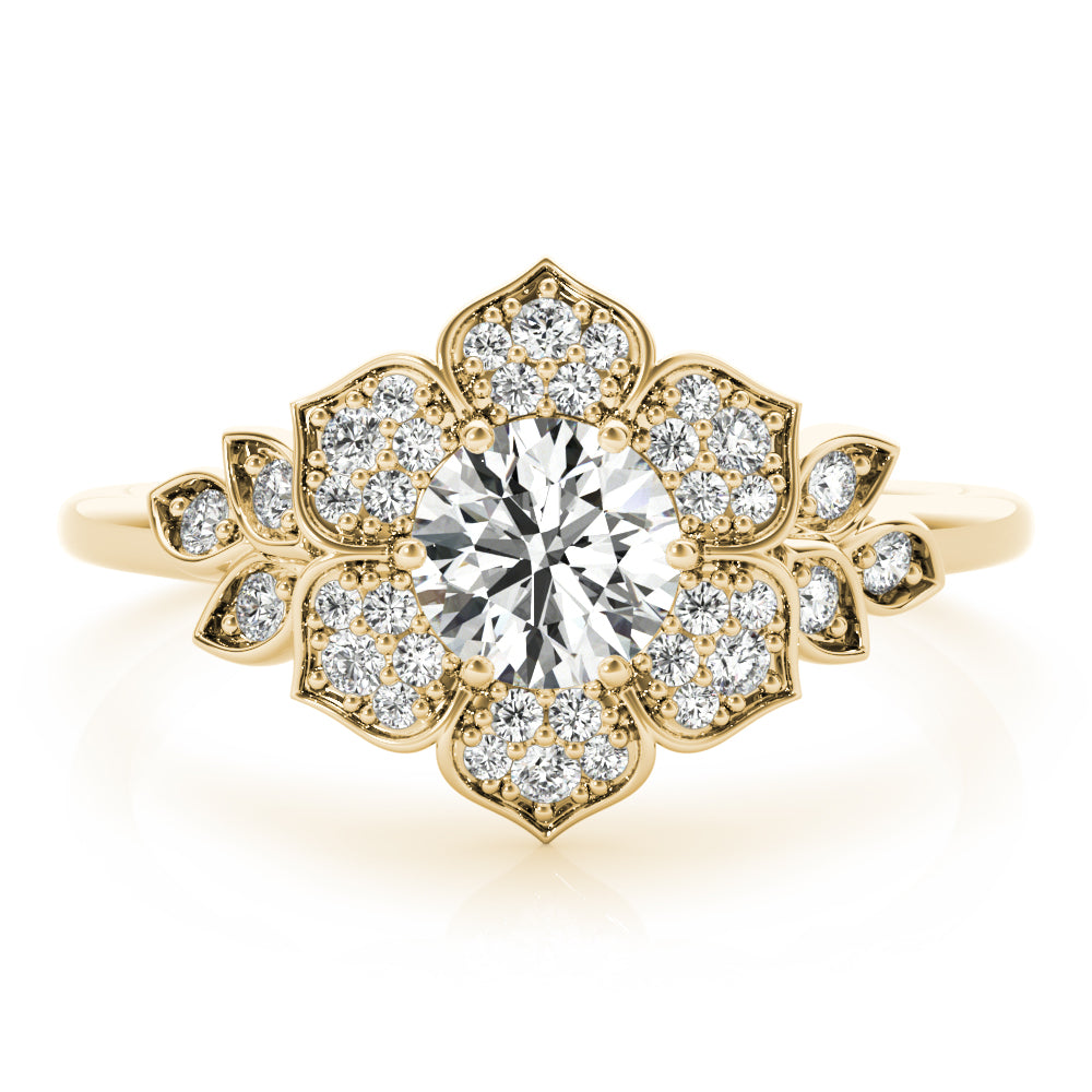 Round Flower Diamond Engagement Ring · 0.73 ct tw