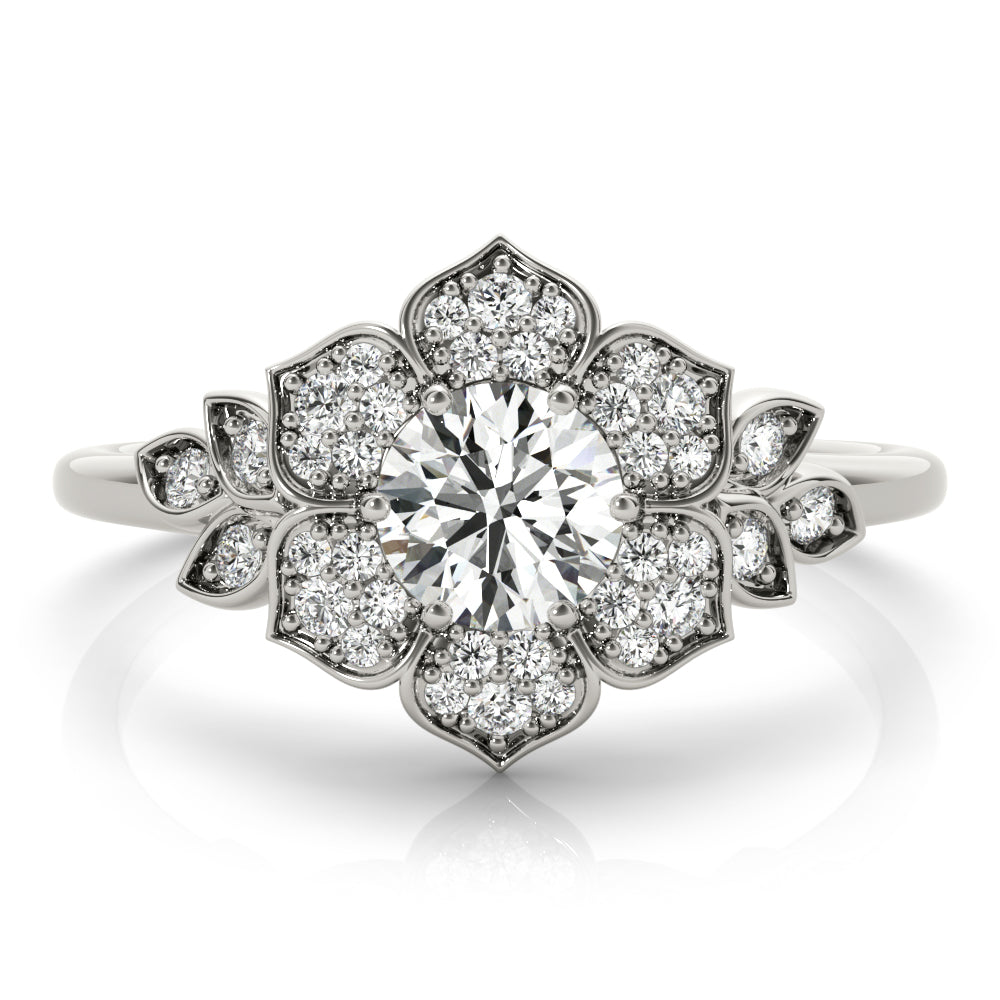 Round Flower Diamond Engagement Ring · 0.73 ct tw