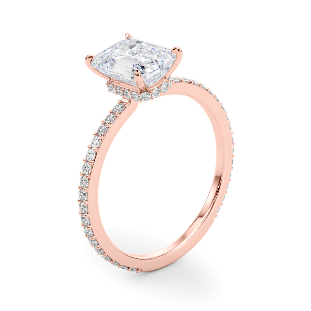 Emerald Hidden Halo Cut Center Diamond Engagement Ring · 1.32 ct tw