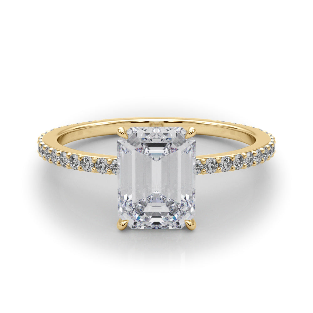 Emerald Hidden Halo Cut Center Diamond Engagement Ring · 0.92 ct tw