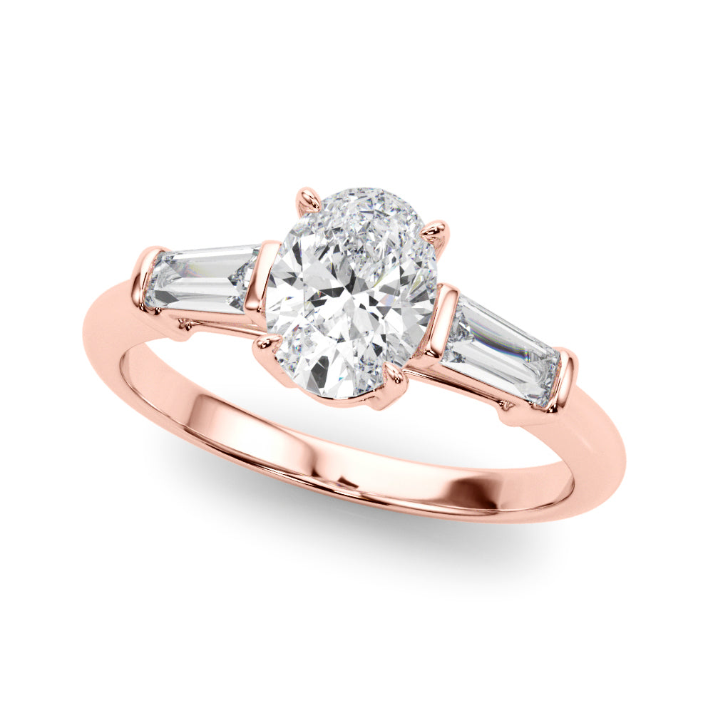 Oval Three-Stone Center Taper Diamond Engagement Ring · 0.46 ct tw