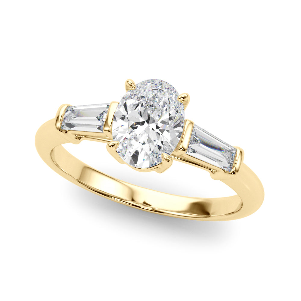 Oval Three-Stone Center Taper Diamond Engagement Ring · 0.46 ct tw