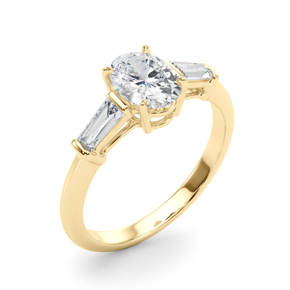 Oval Three-Stone Center Taper Diamond Engagement Ring · 0.46 ct tw