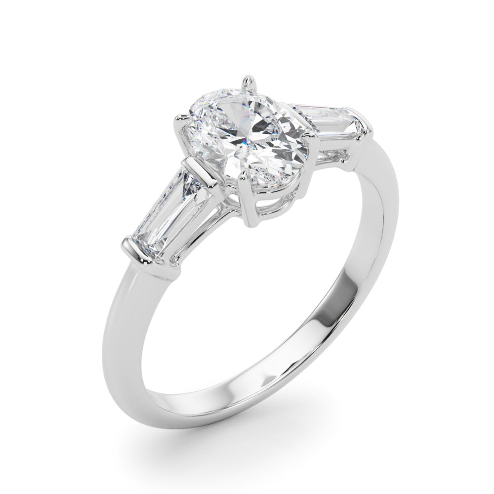 Oval Three-Stone Center Taper Diamond Engagement Ring · 0.46 ct tw