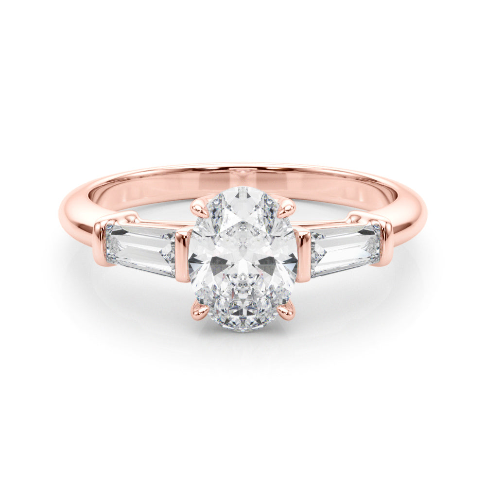 Oval Three-Stone Center Taper Diamond Engagement Ring · 0.46 ct tw