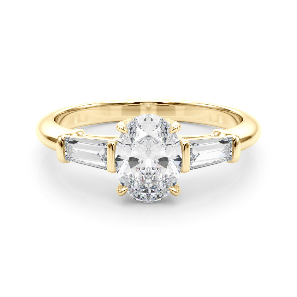 Oval Three-Stone Center Taper Diamond Engagement Ring · 0.46 ct tw