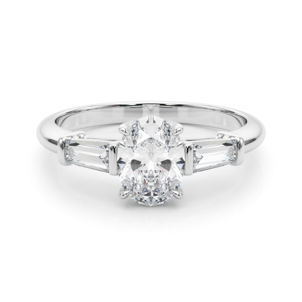 Oval Three-Stone Center Taper Diamond Engagement Ring · 0.46 ct tw