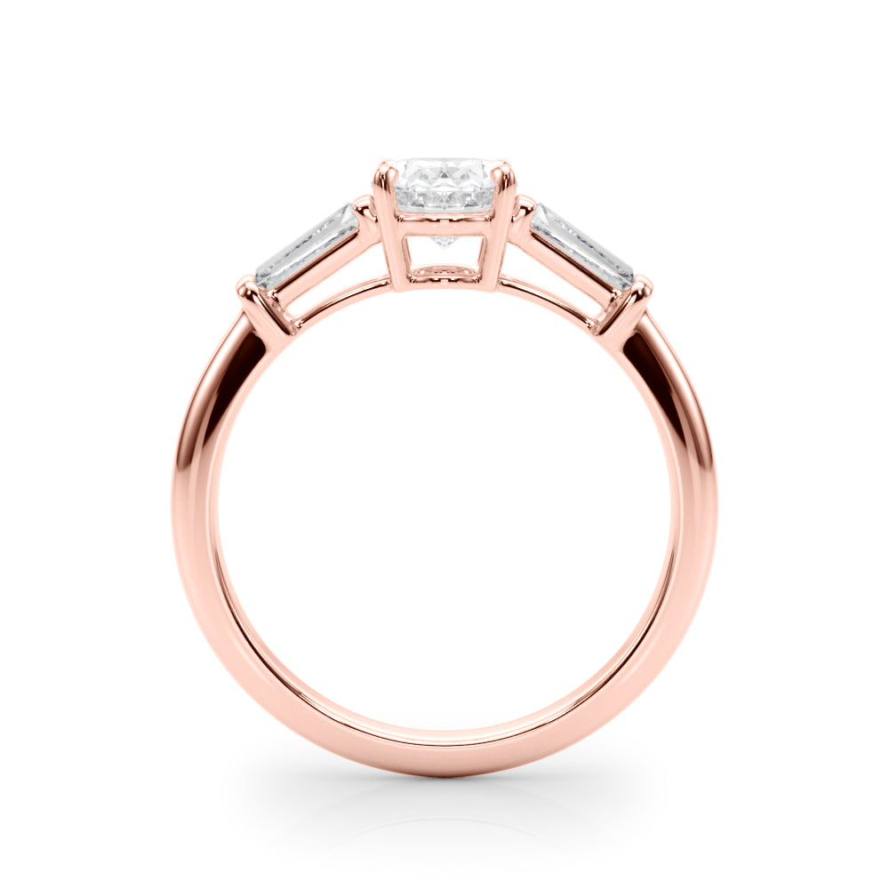 Oval Three-Stone Center Taper Diamond Engagement Ring · 0.46 ct tw