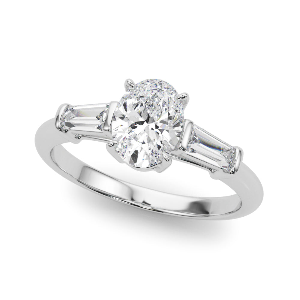 Oval Three-Stone Center Taper Diamond Engagement Ring · 0.46 ct tw