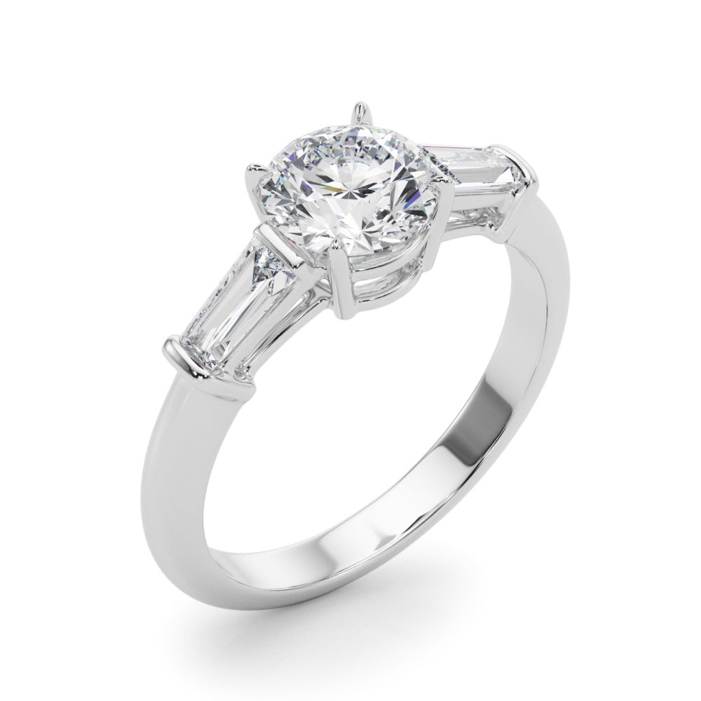 Round Three-Stone Center Taper Baguette Diamond Ring · 2.46 ct tw