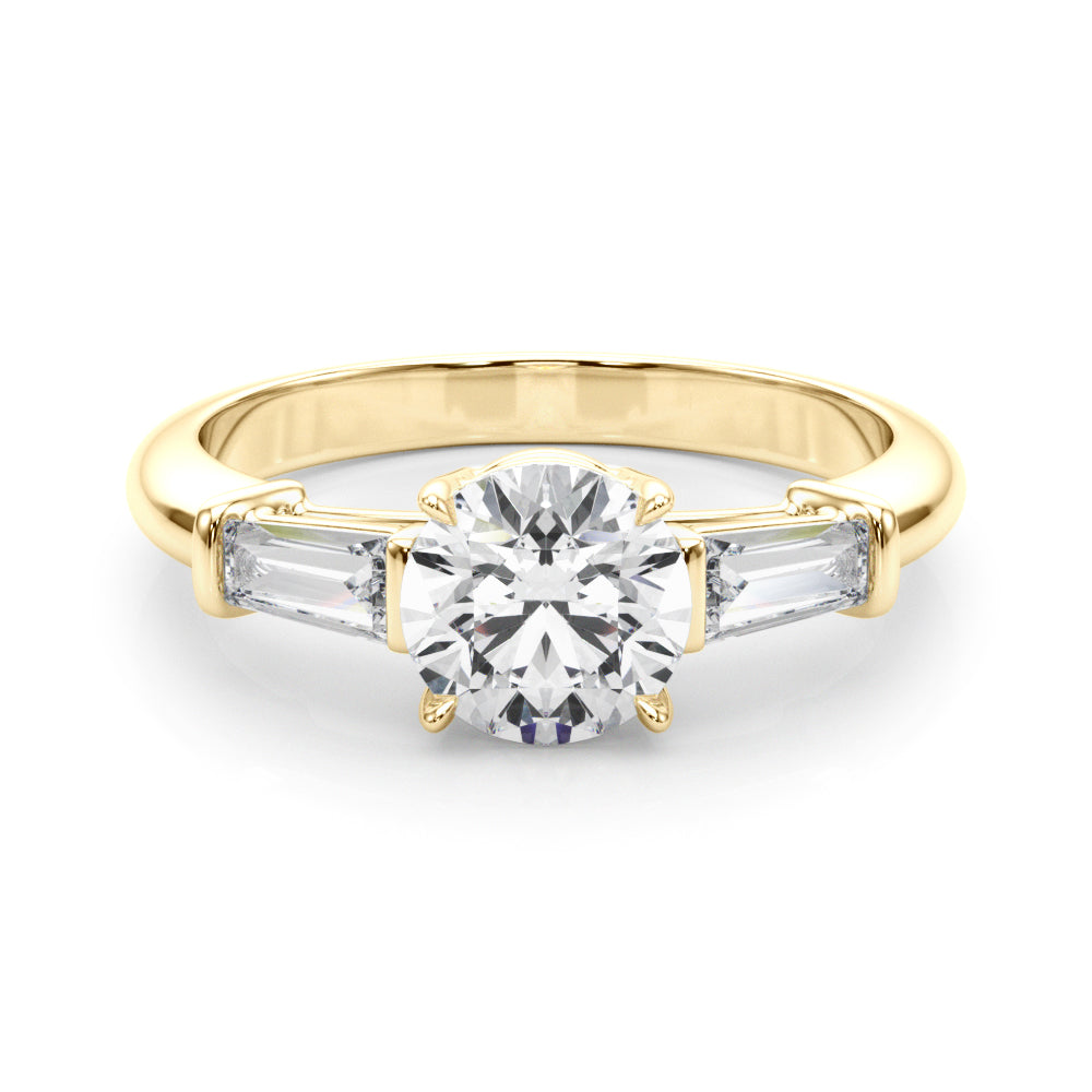 Round Three-Stone Center Taper Baguette Diamond Ring · 2.96 ct tw