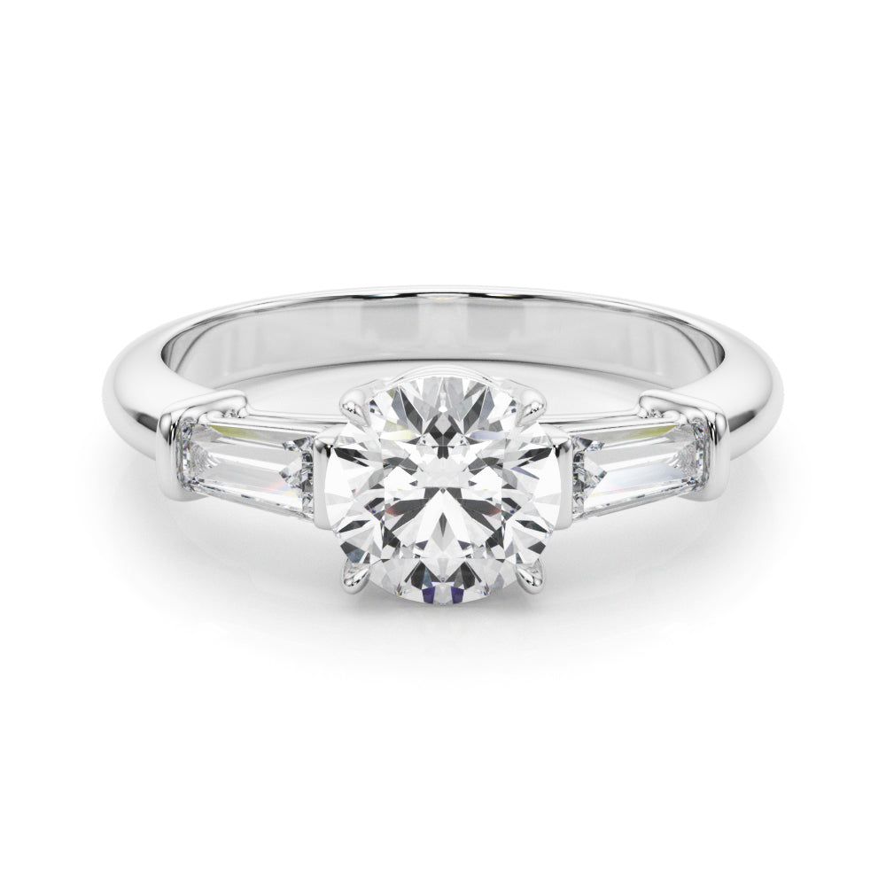 Round Three-Stone Center Taper Baguette Diamond Ring · 1.96 ct tw