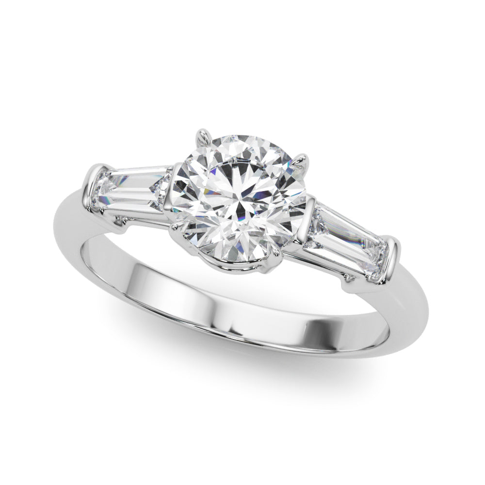 Round Three-Stone Center Taper Baguette Diamond Ring · 3.46 ct tw