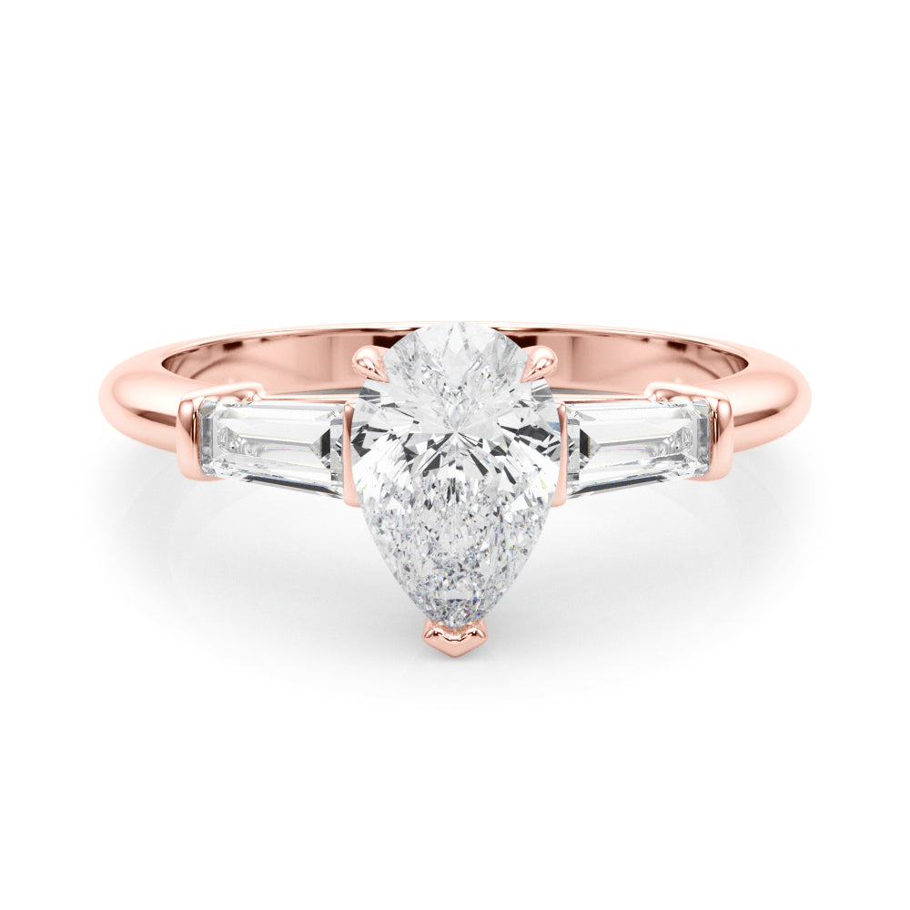 Pear Three-Stone Center Taper Baguette Sides Diamond Ring · 1.16 ct tw