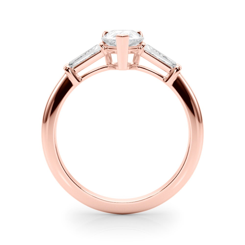 Pear Three-Stone Center Taper Baguette Sides Diamond Ring · 1.16 ct tw