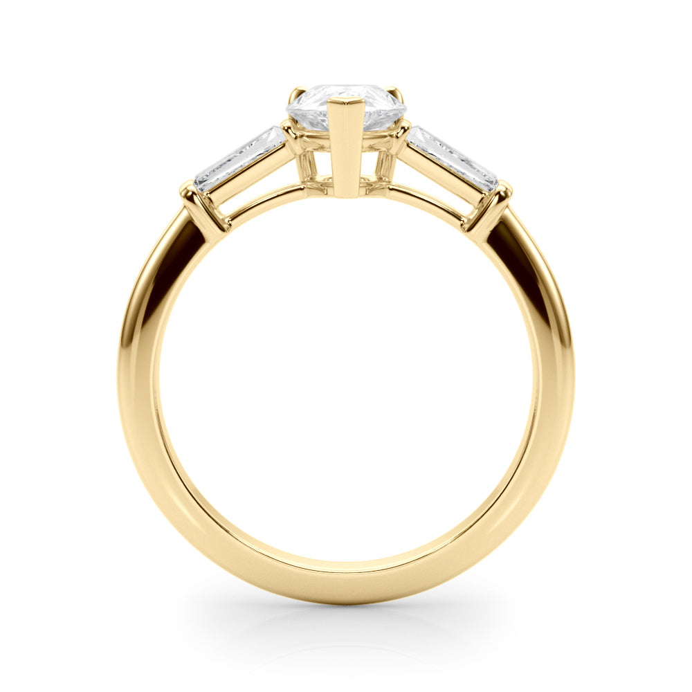 Pear Three-Stone Center Taper Baguette Sides Diamond Ring · 1.46 ct tw