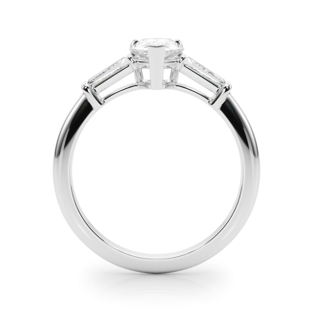 Pear Three-Stone Center Taper Baguette Sides Diamond Ring · 1.46 ct tw