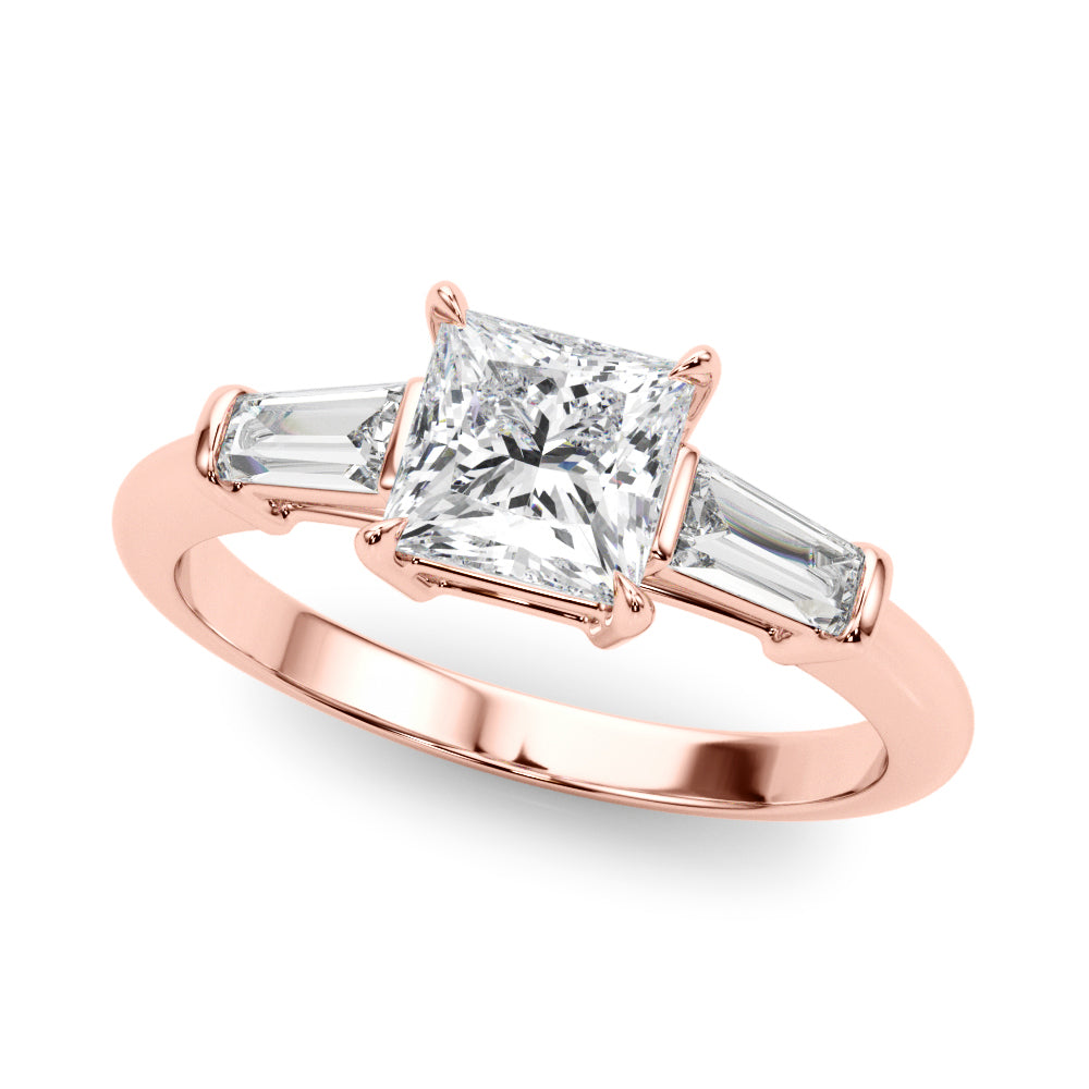 Square Three-Stone Center Taper Bagutte Diamond Ring · 1.06 ct tw